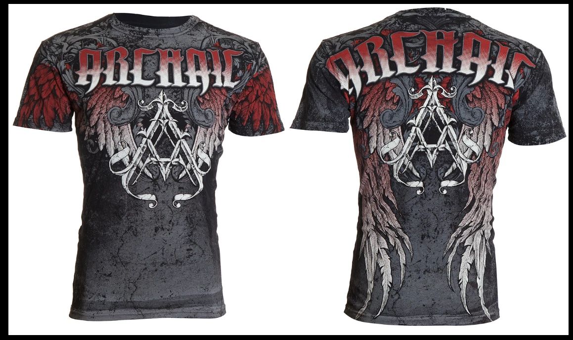 ARCHAIC by AFFLICTION Black CIPHER Short Sleeve Slim Fit Y2K T-shirt NWT