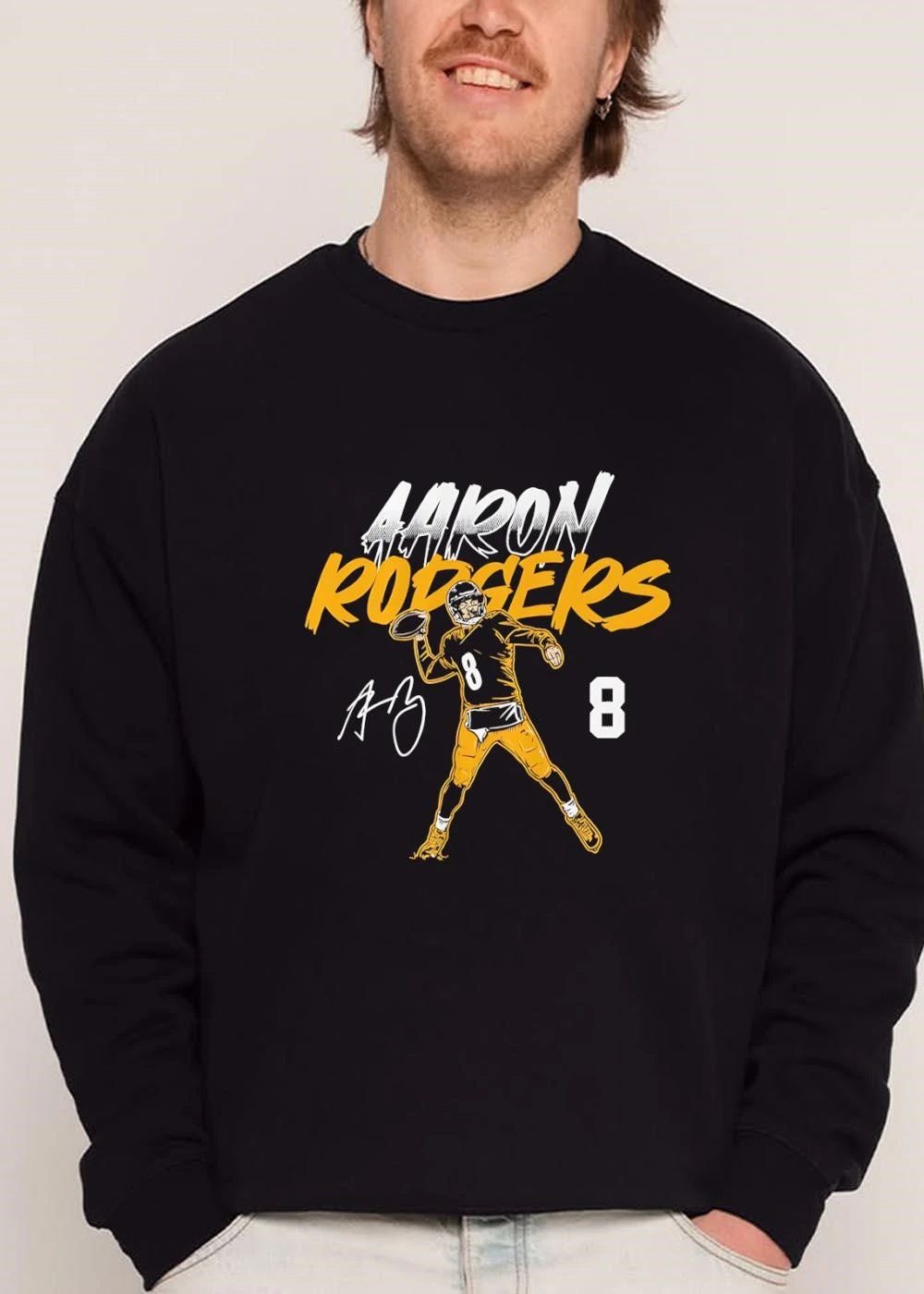 Aaron Rodgers 8 Quarterback Throwing Football Signature Stylized Line Art shirt