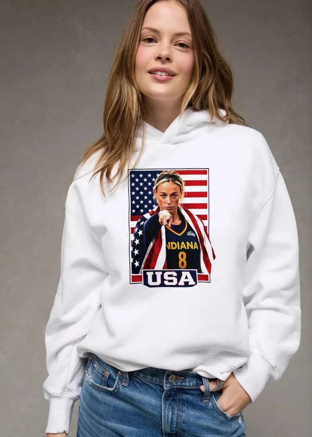 Indiana Fever WNBA USA Female Basketball Player Pointing American Flag shirt