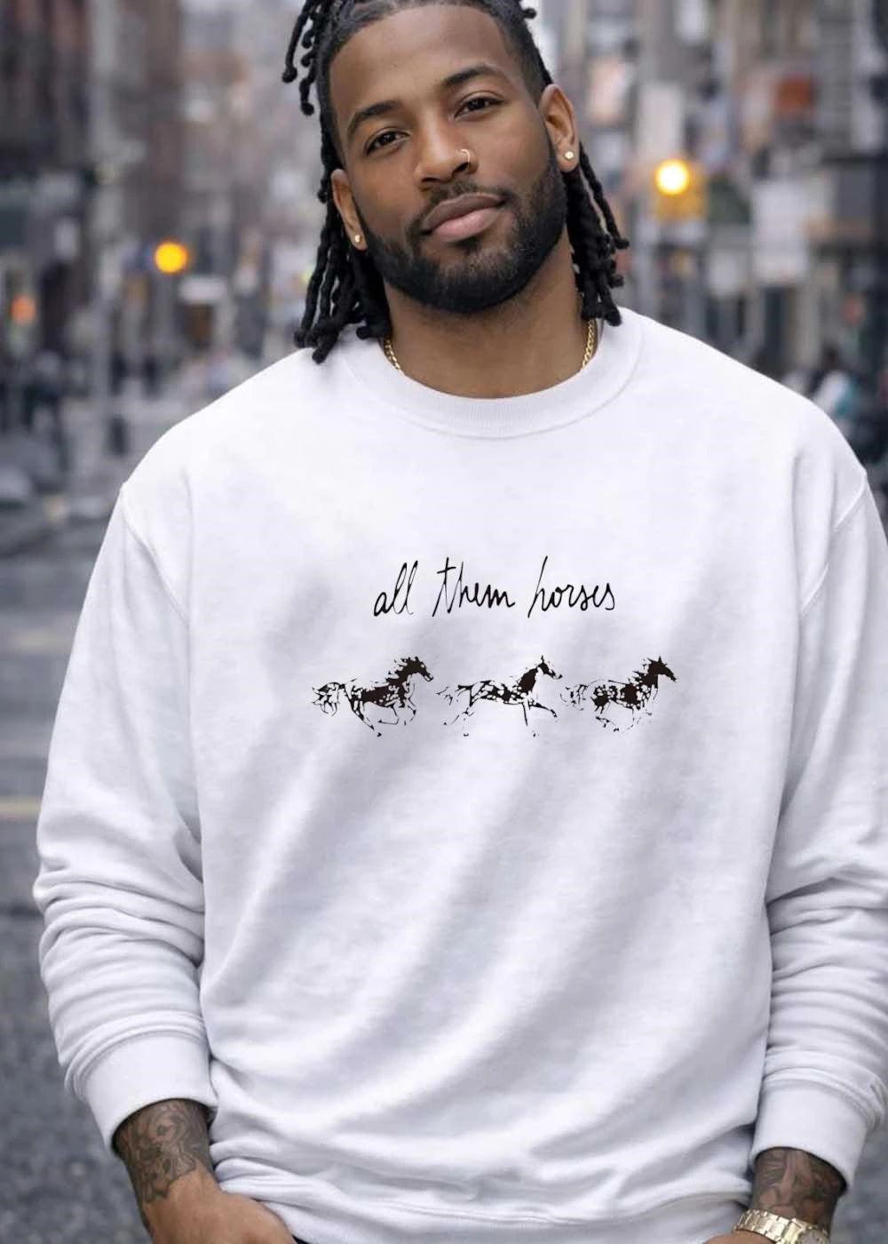 All Them Horses Running Design T-Shirt