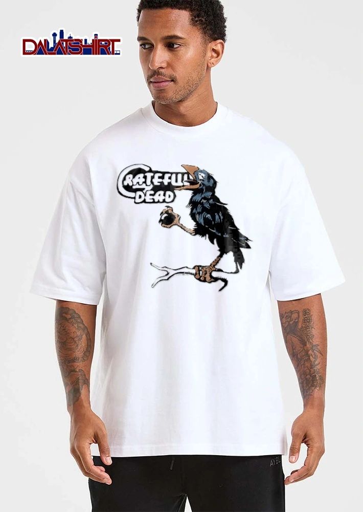 Grateful Dead Cartoon Crow Open Beak Perched Branch Holding Orb shirt