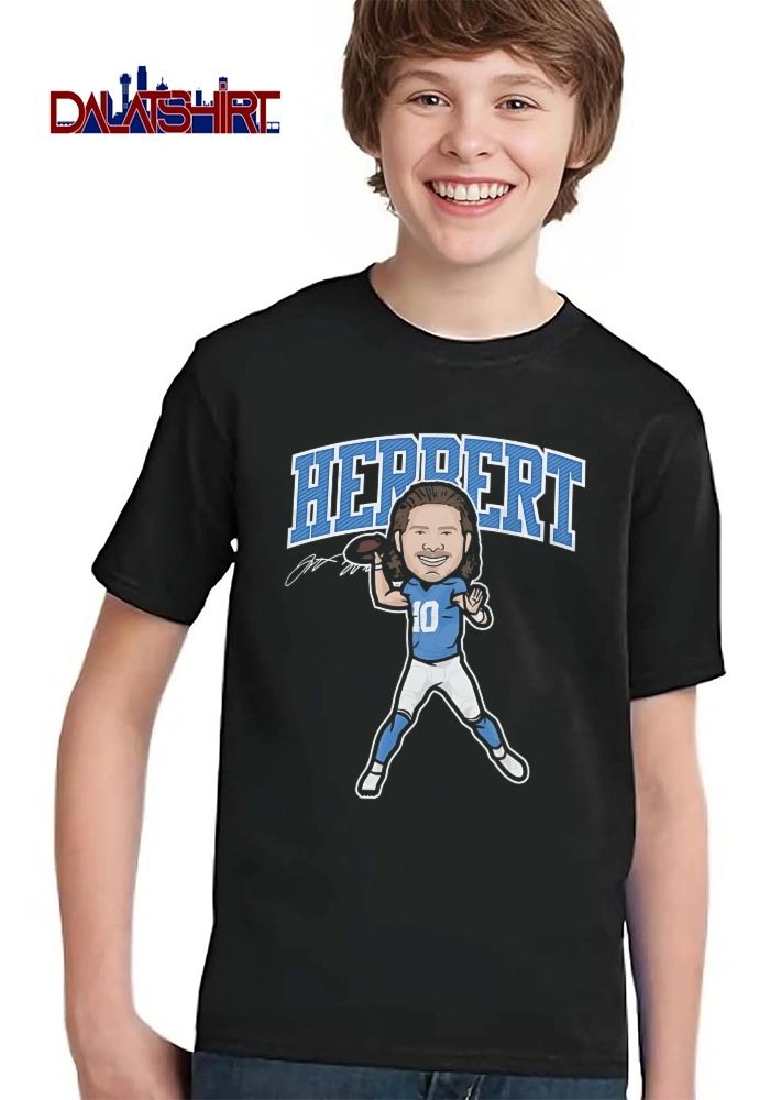 Herbert Signature Cartoon Caricature Player Throwing Football Number 10 shirt