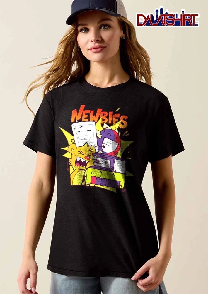 Newbies Cartoon Object Characters Playing Card Bear Boombox shirt