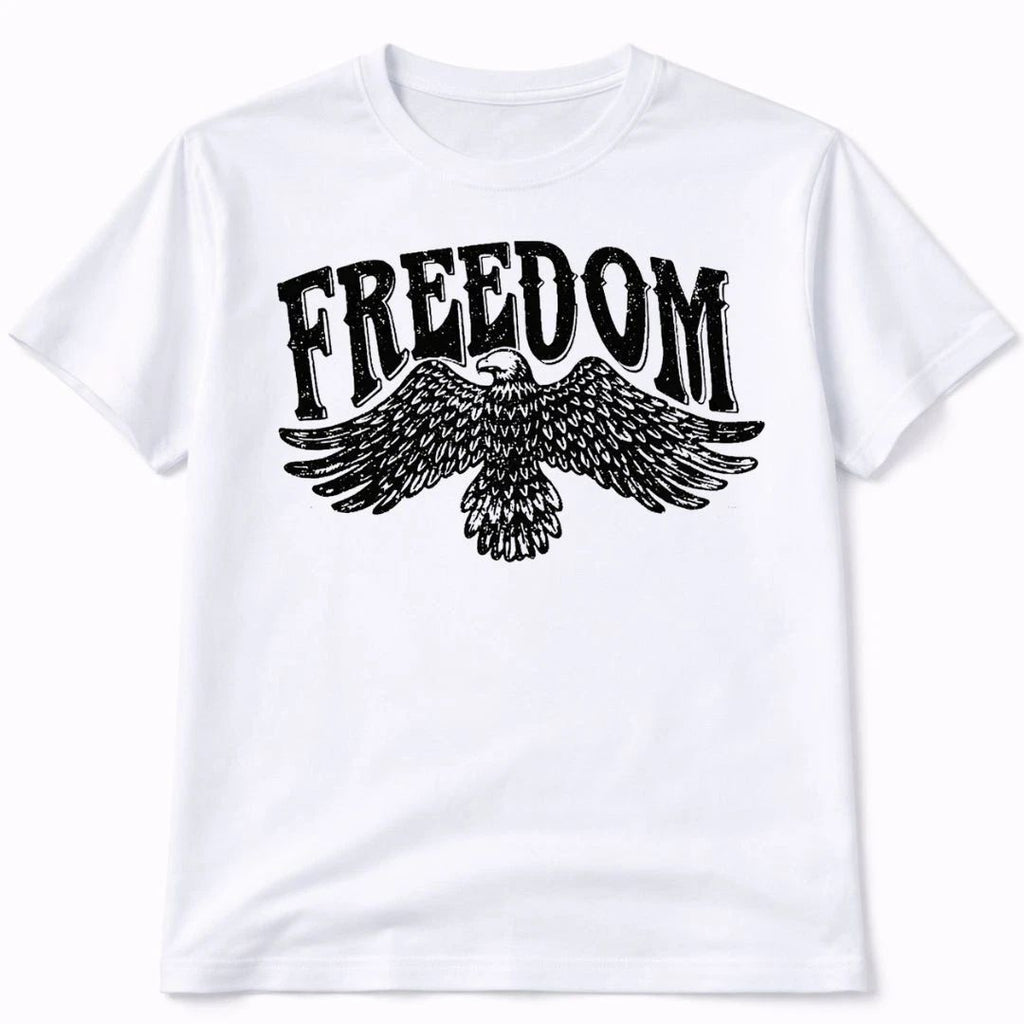 Freedom Eagle Graphic T Shirt Trendy Western Style Tee Mens Gifts White
