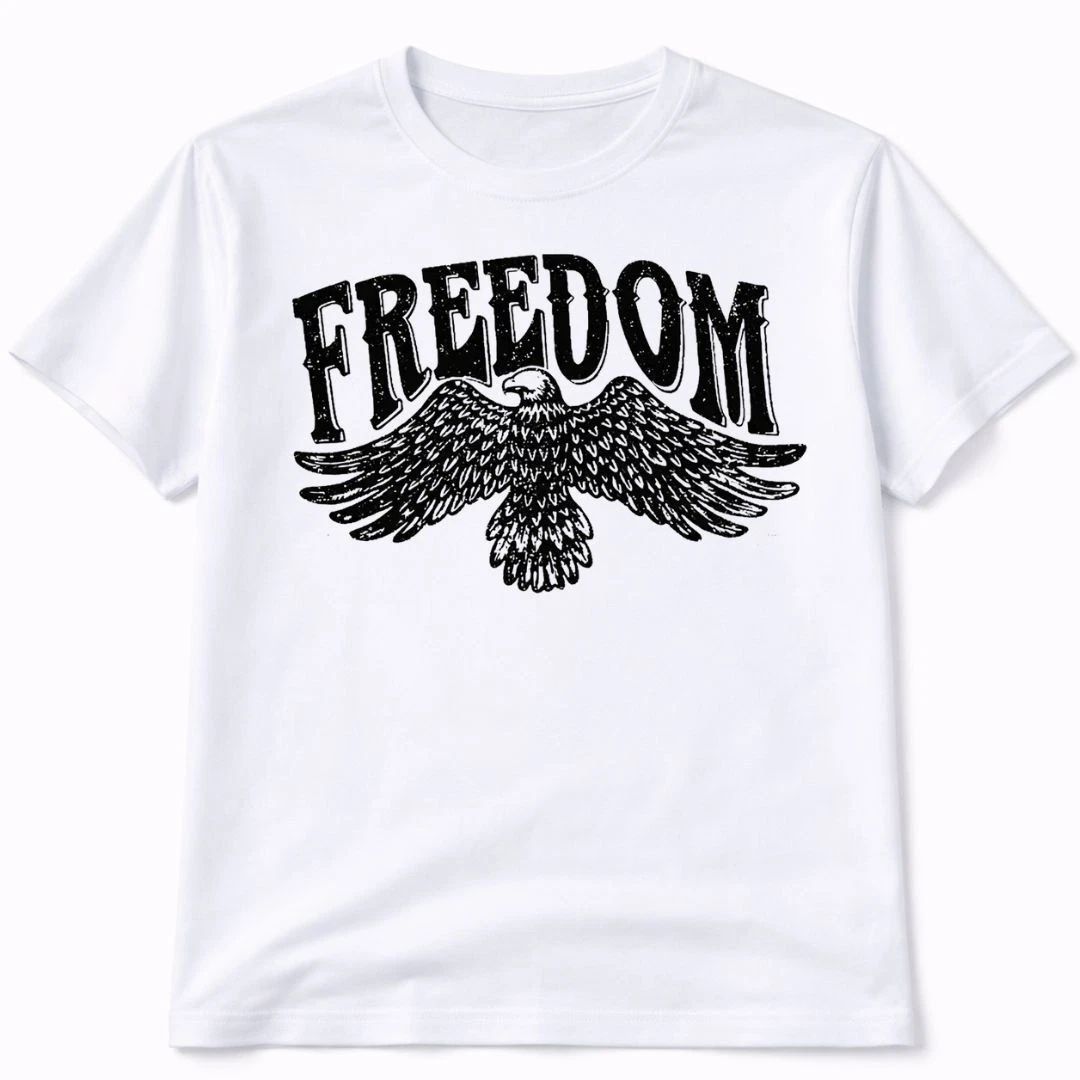 Freedom Eagle Graphic T Shirt Trendy Western Style Tee Mens Gifts White