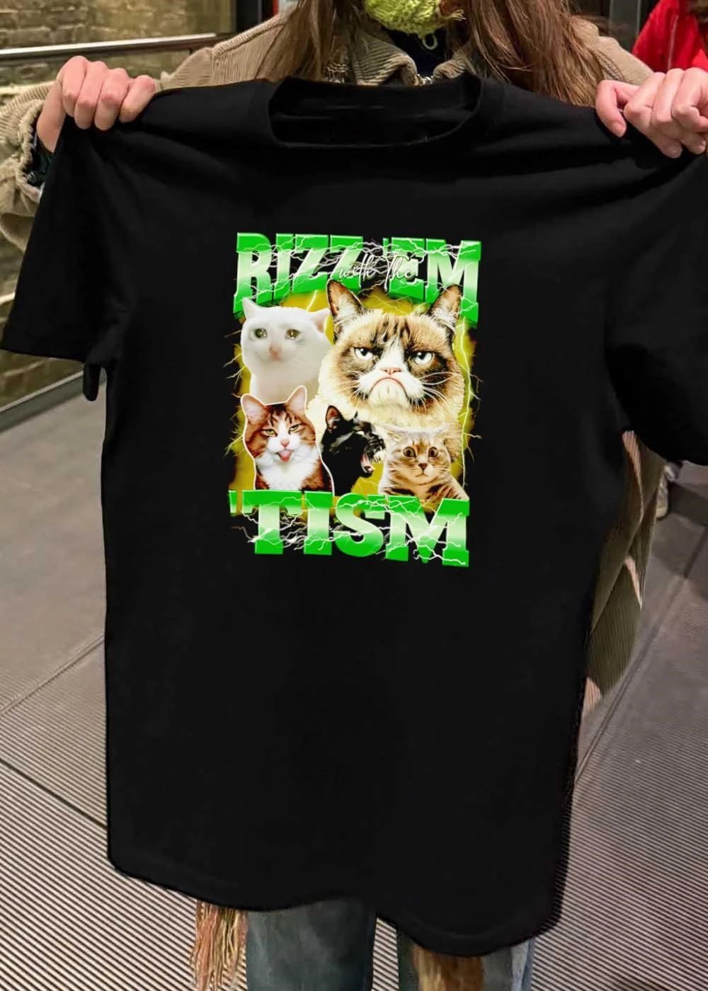 Funny Cats Internet Meme Rizz ’em with the ’tism T-Shirt