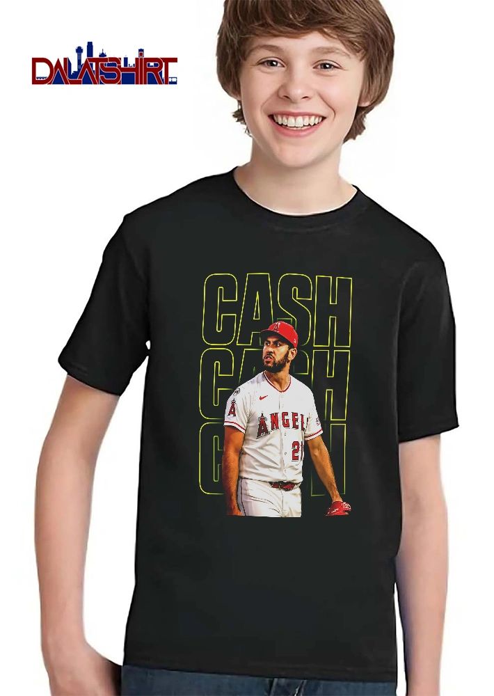 Los Angeles Angels MLB Cash Player Photo Neon Text Background shirt