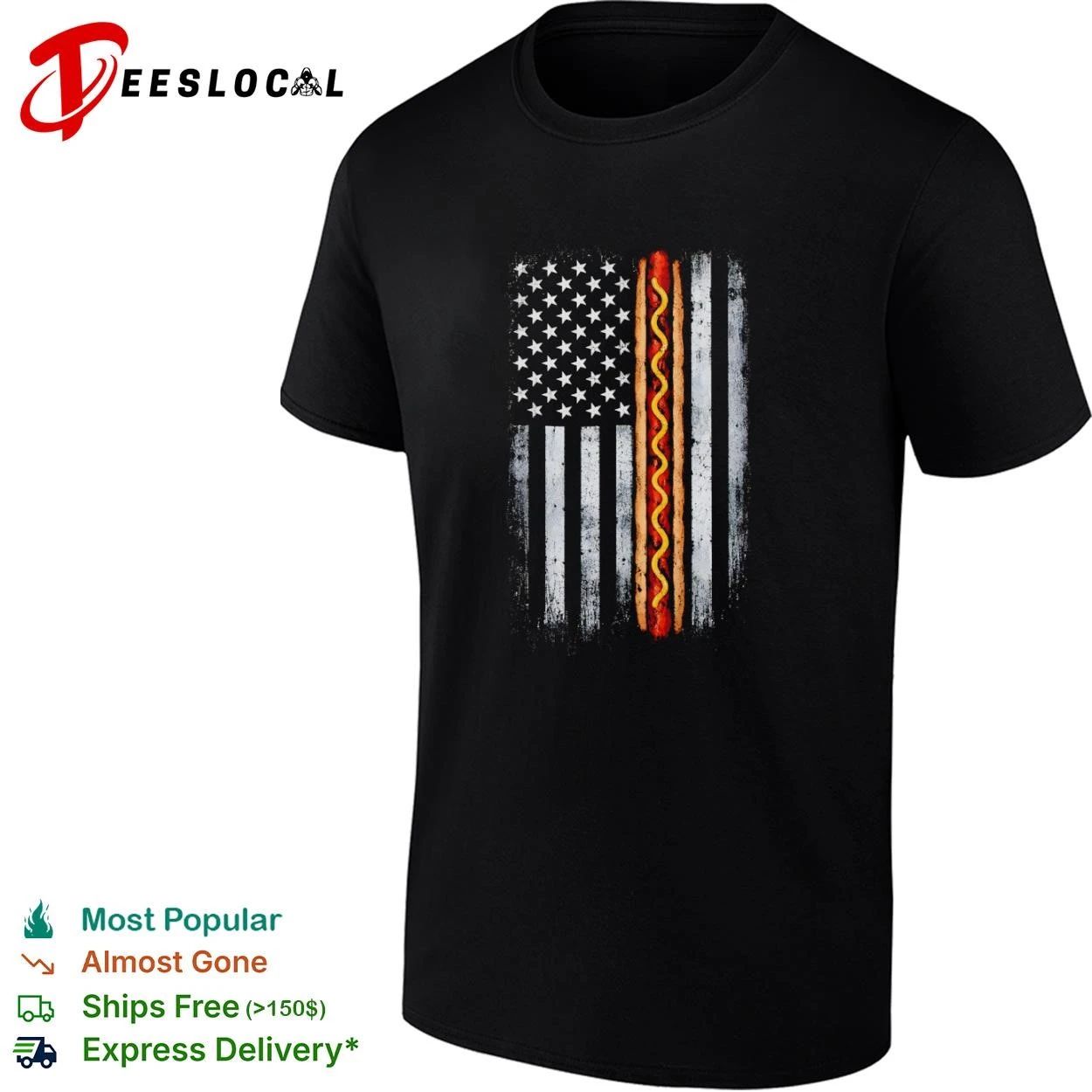 Wiener Responders American Flag Hot Dog T-shirt