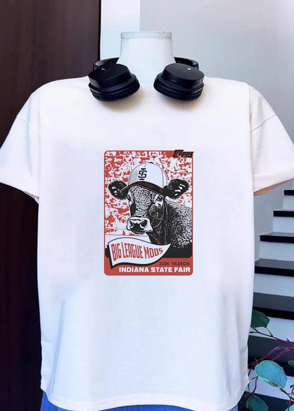 Topps Indiana State Fair 2026 Season Big League Mooos Cow Baseball shirt