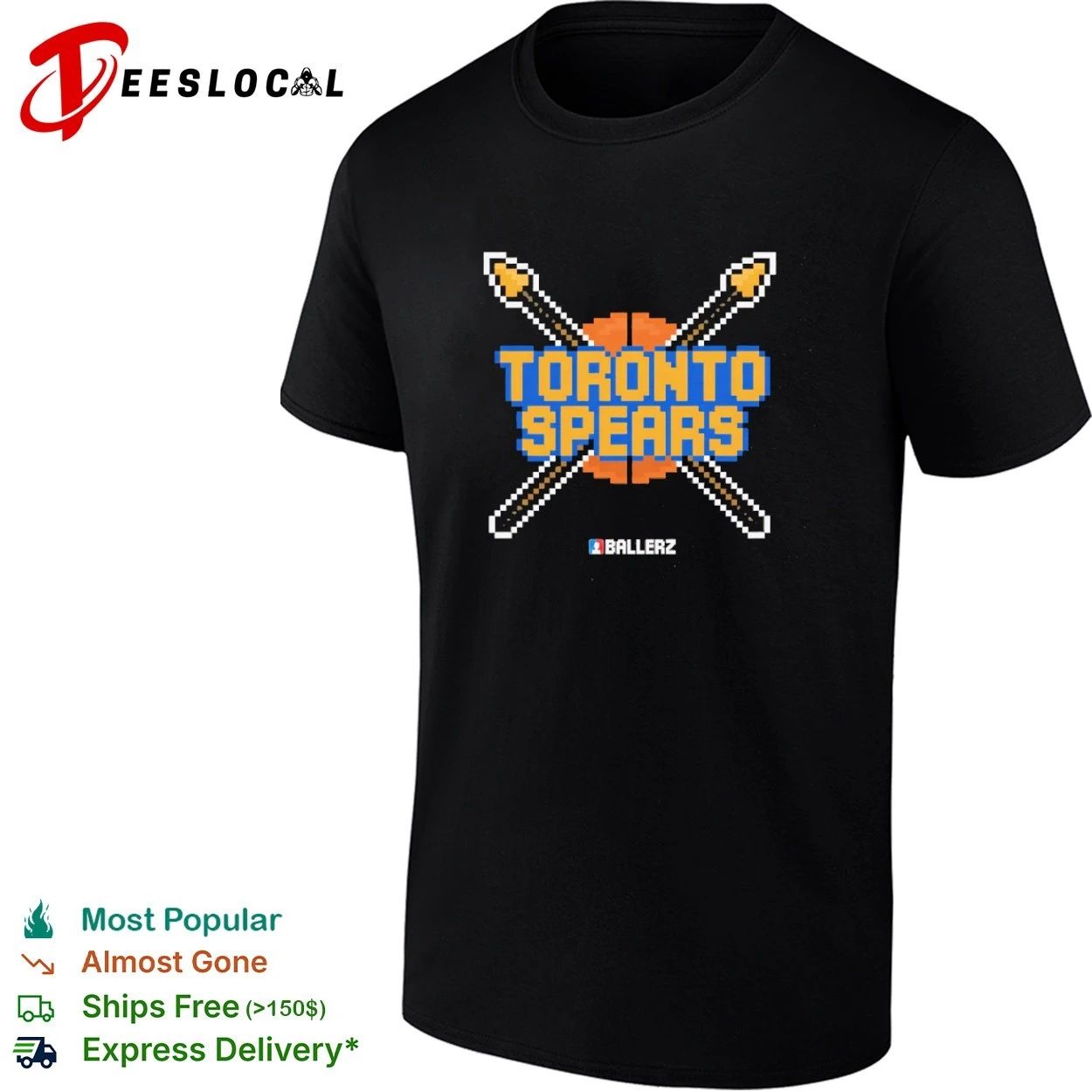 Toronto Spears Ballerz basketball pixel art T-shirt