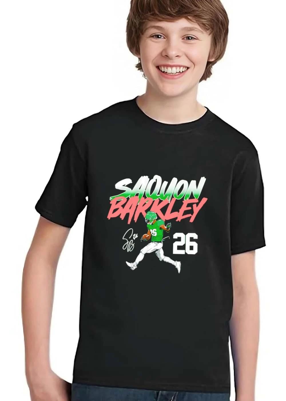 Saquon Barkley 26 Running Football Player Signature Halftone Typography shirt