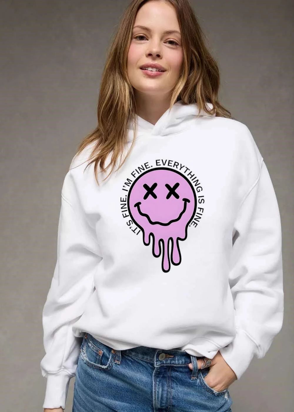 Its Fine Im Everything Is Pink Melting Dripping Smiley Face shirt