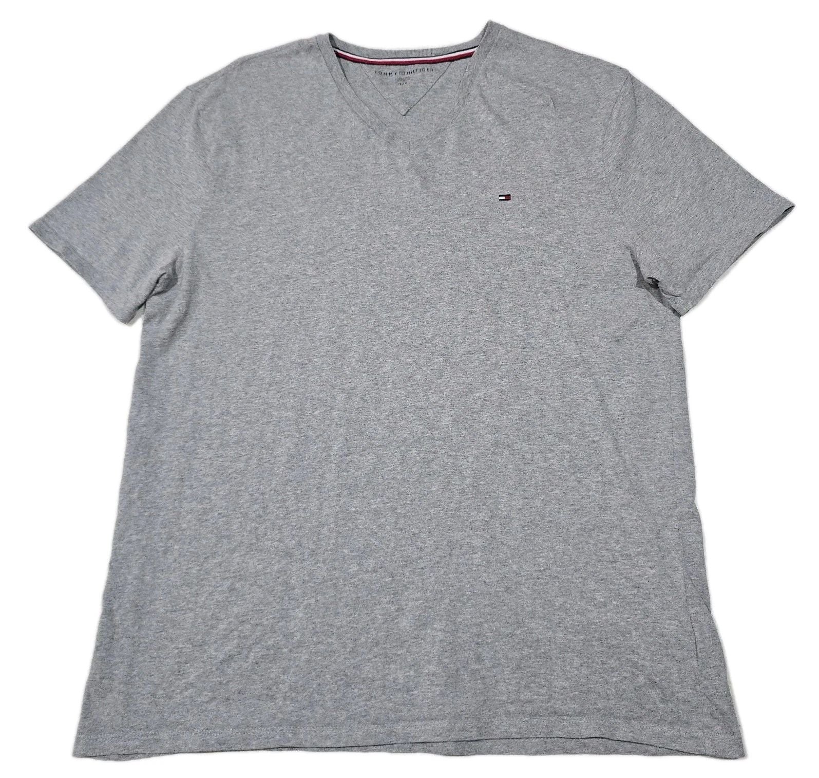 Tommy Hilfiger V-Neck T-shirt Mens Size L Large Grey