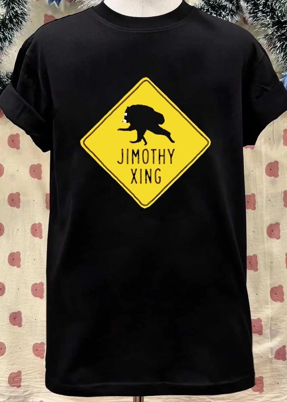 Jimothy Crossing Road Sign Raccoon T-Shirt