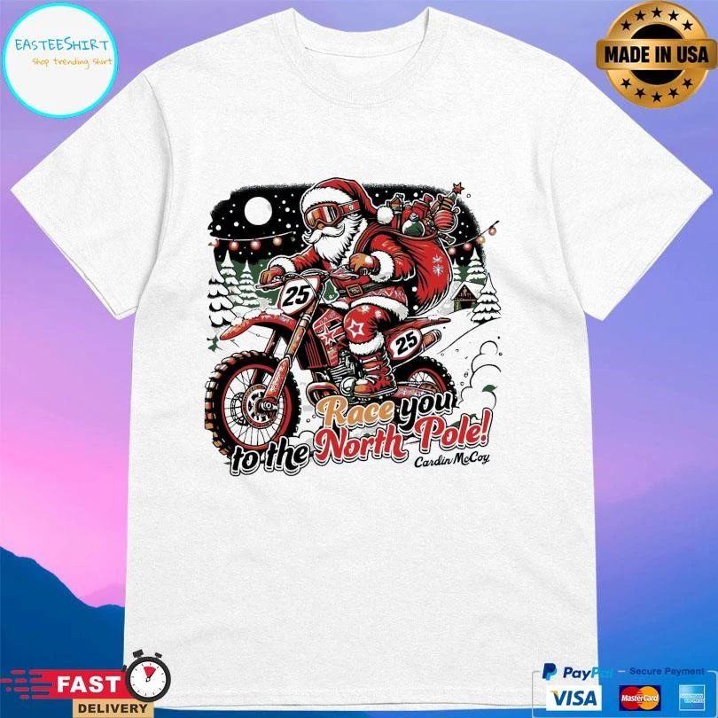 Race To The North Pole Santa Moto T-shirts