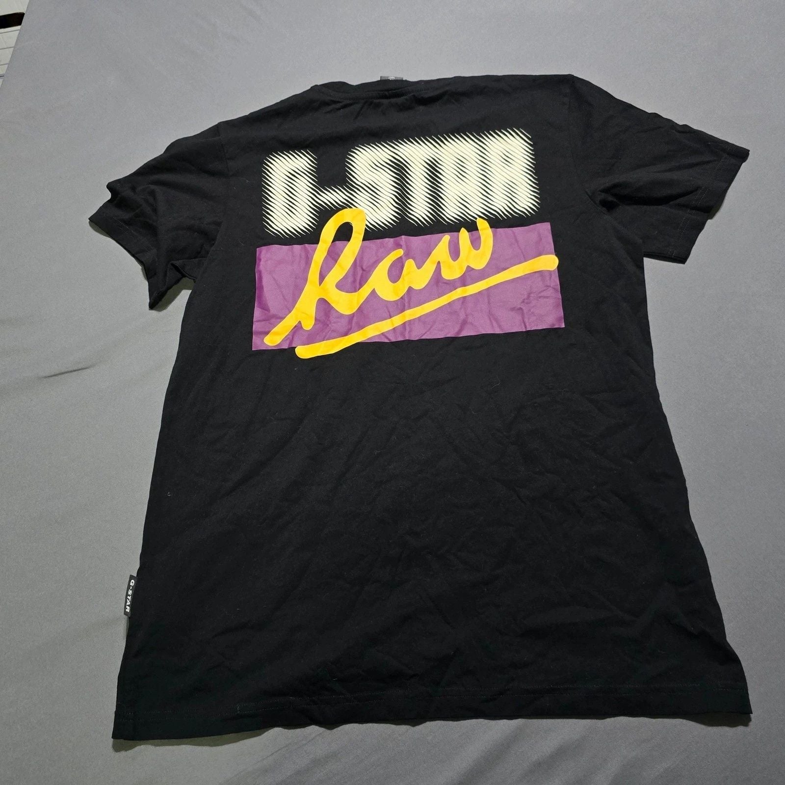 G-Star Raw Slim Fit T-Shirt Mens XL Black Graphic Back Logo Tee