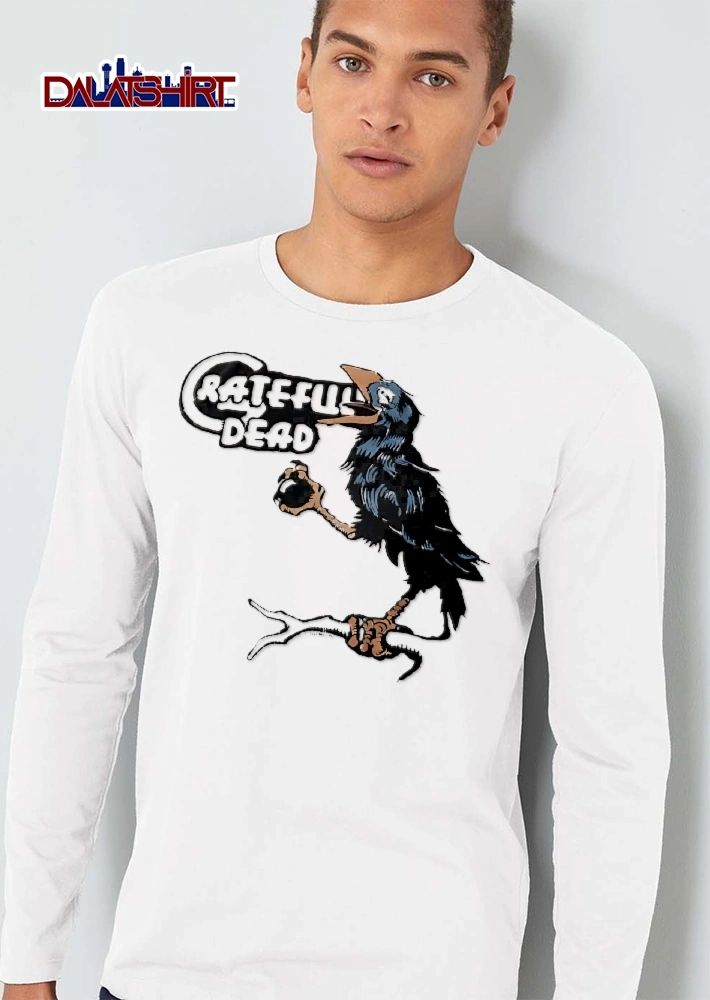 Grateful Dead Cartoon Crow Open Beak Perched Branch Holding Orb shirt