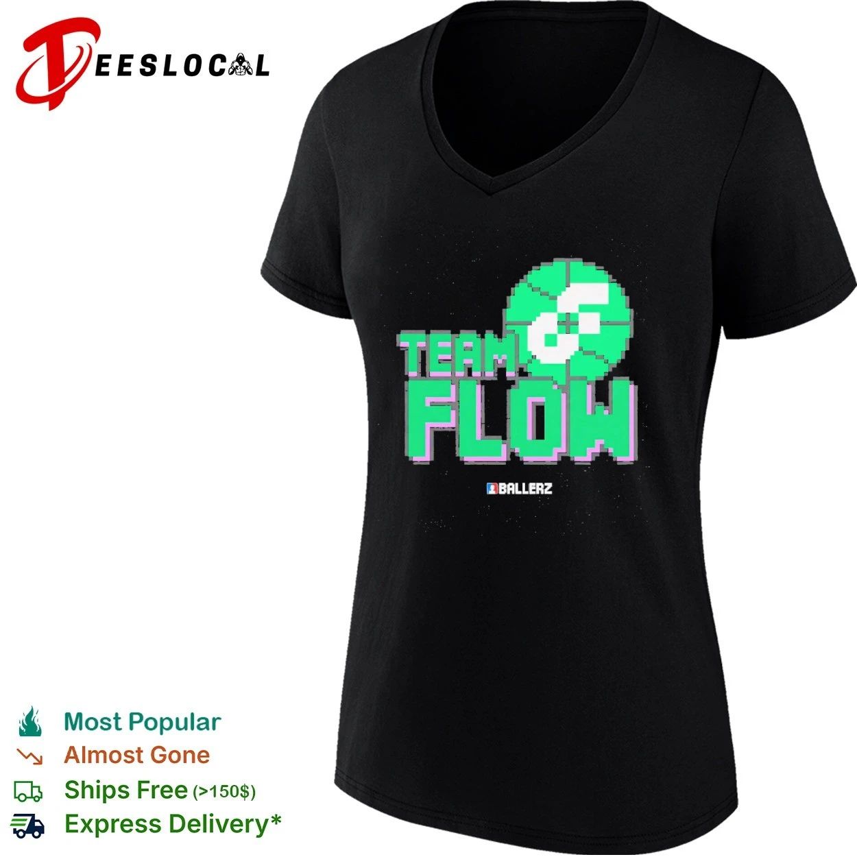 Team Flow Ballerz basketball pixel art T-shirt