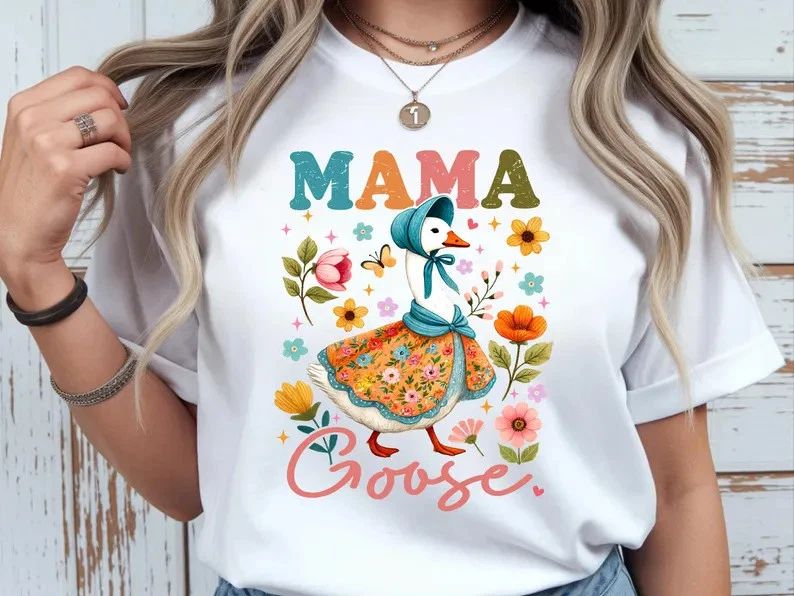 Mama Goose Floral Mom Cute Comfort Tee