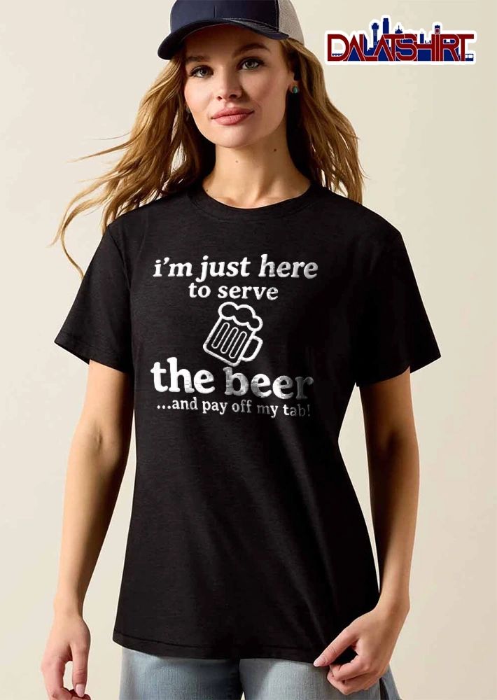Im Just Here To Serve The Beer And Pay Off My Tab Foaming Mug Line Art shirt