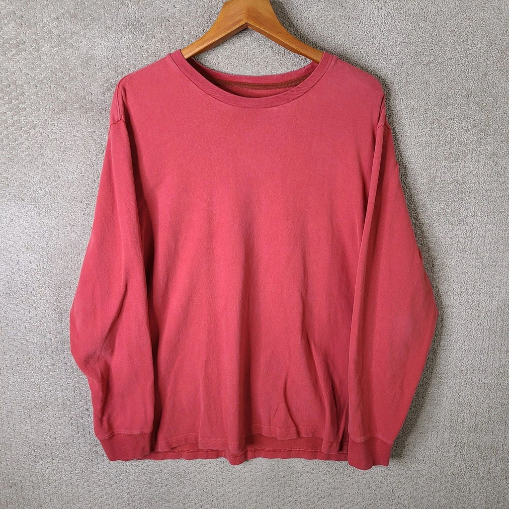 Old Navy Shirt Mens XL Red Long Sleeve Crew Neck Heavyweight Cotton Solid Basic