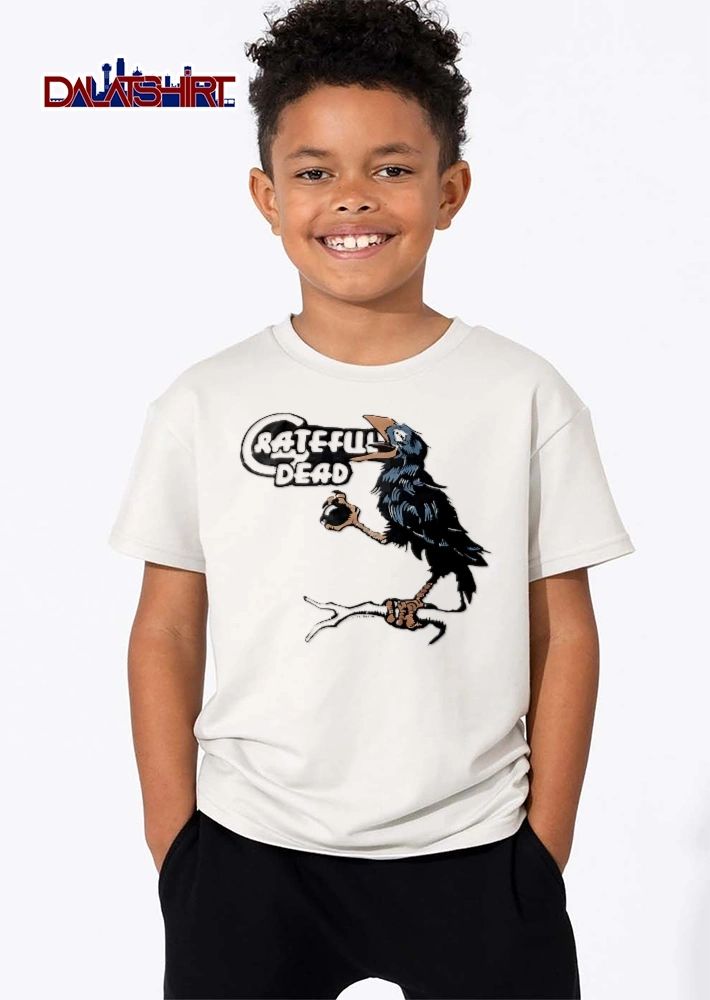Grateful Dead Cartoon Crow Open Beak Perched Branch Holding Orb shirt