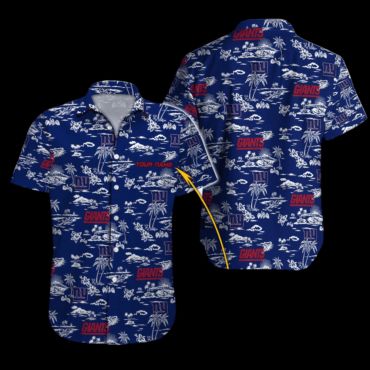 New York Giants Coastal Sketch Hawaiian Shirt
