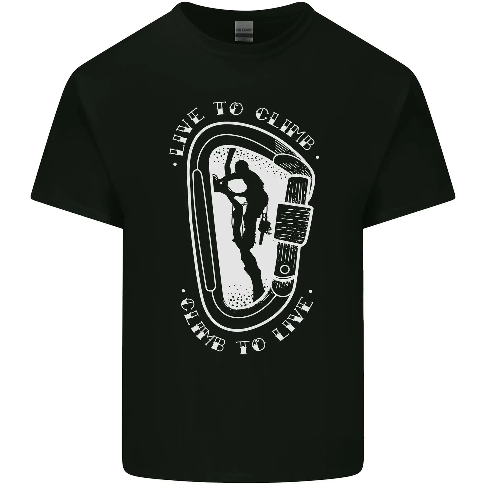 Live to Climb Rock Climbing Climber Mens Cotton T-Shirt Tee Top