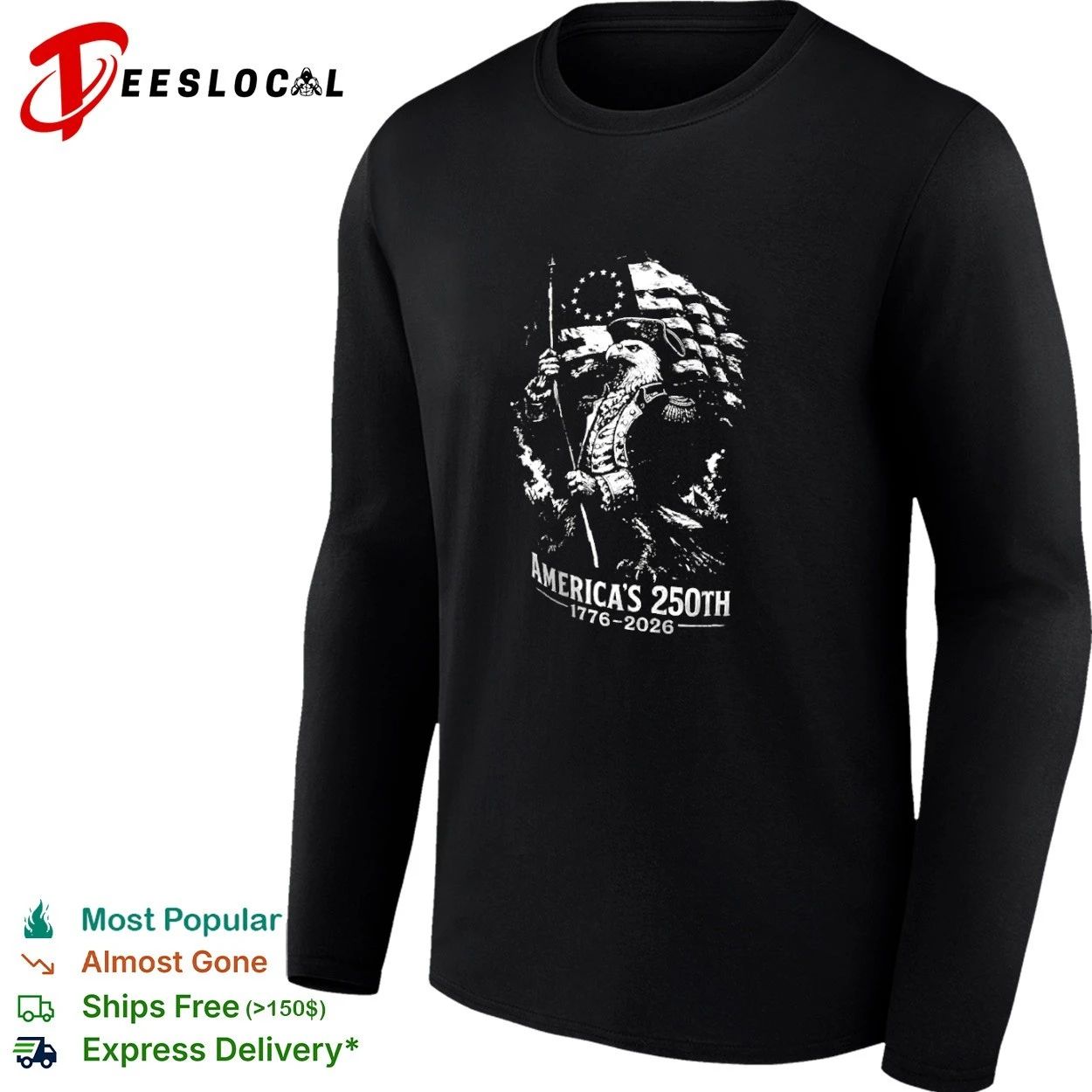 America’s 250th 1776-2026 Patriotic Eagle Flag T-shirt