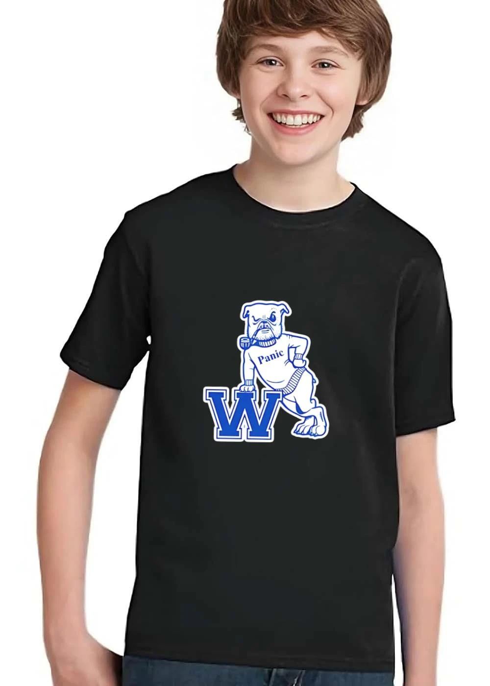 Panic Vintage Cartoon Bulldog Smoking Pipe Leaning On Block Letter W shirt