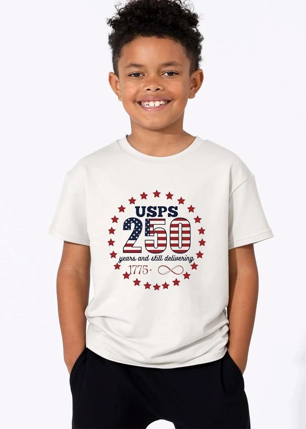 Usps 250 Years And Still Delivering 1775 Infinity Red Stars US Flag Circle shirt