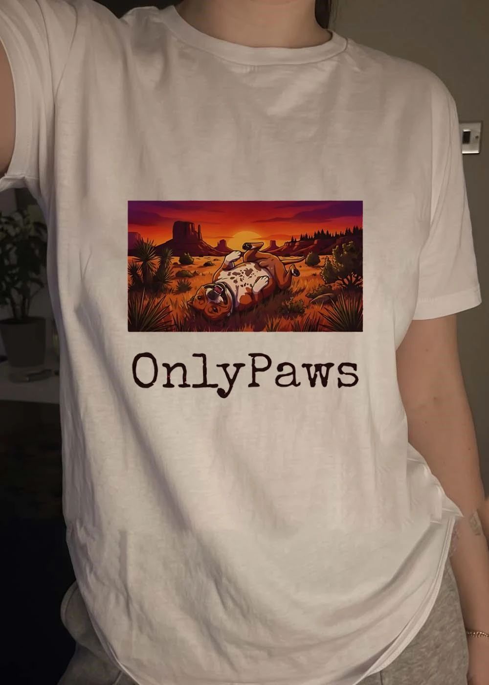 Desert Sunset Playful Pit Bull OnlyPaws shirt