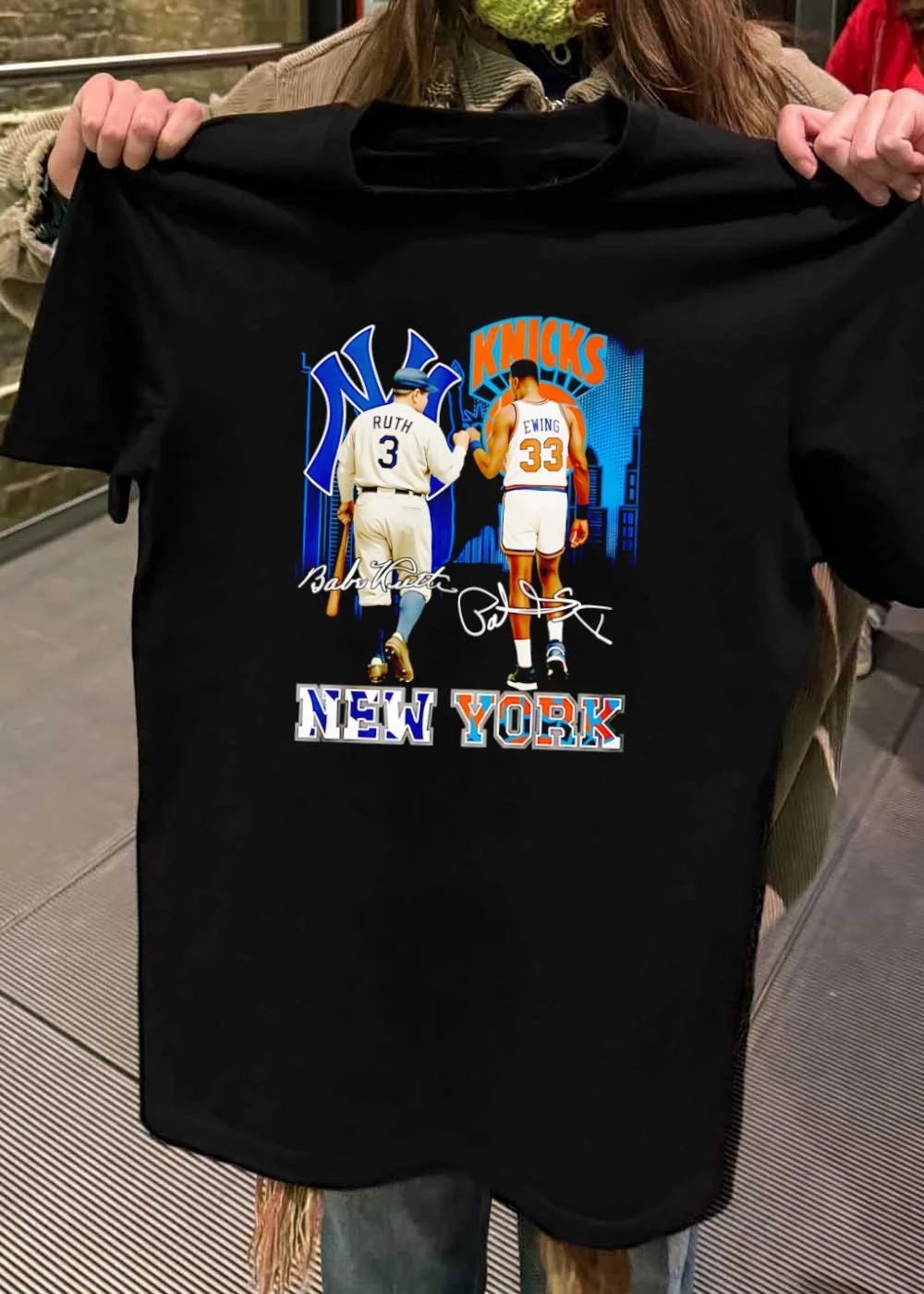 Babe Ruth and Patrick Ewing Fist Bump New York Yankees Knicks T-Shirt