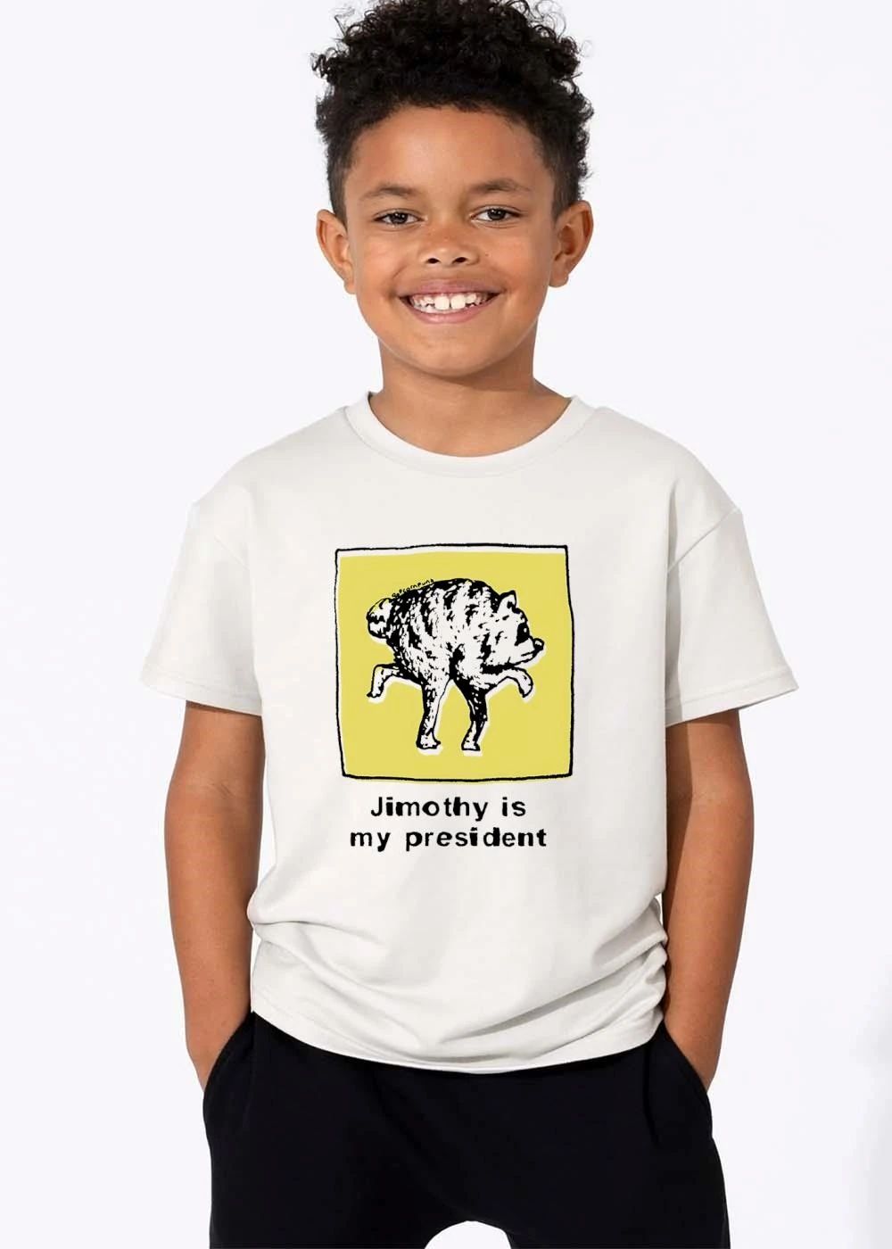 Jimothy Is My President Popcornpunk Cartoon Weird Raccoon Yellow Box Sketch shirt