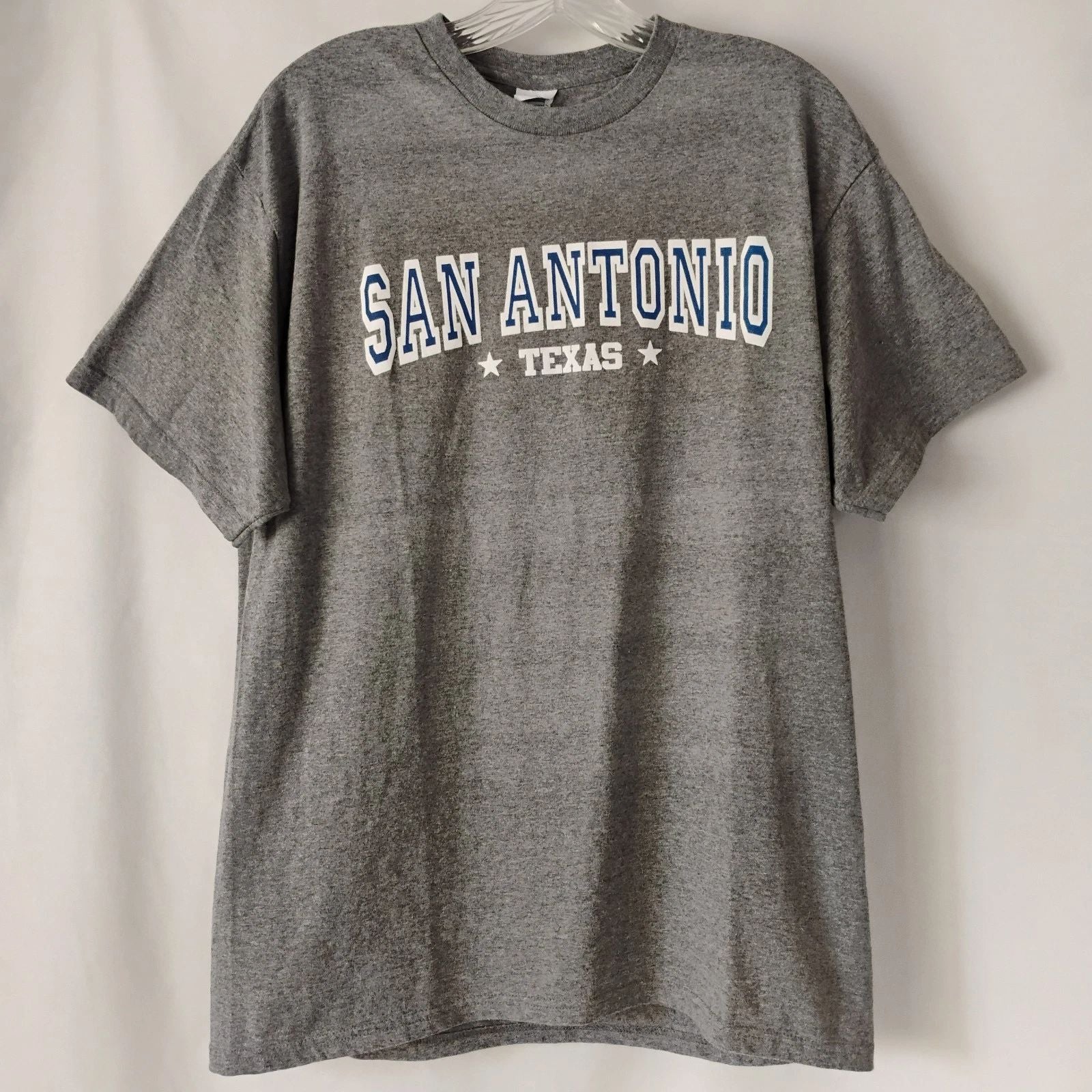 Men's L San Antonio Texas USA American Graphic Tee Gray Short Sleeve Tee Large