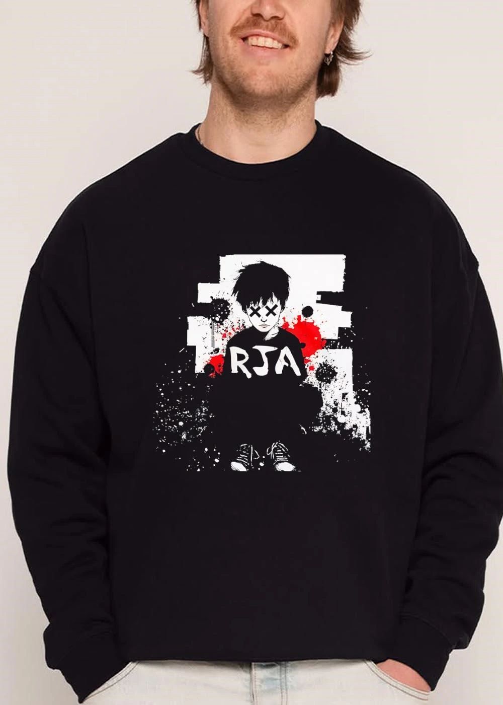 Rja Boy Crossed X Eyes Black Sweater Red Paint Splatter Grunge shirt