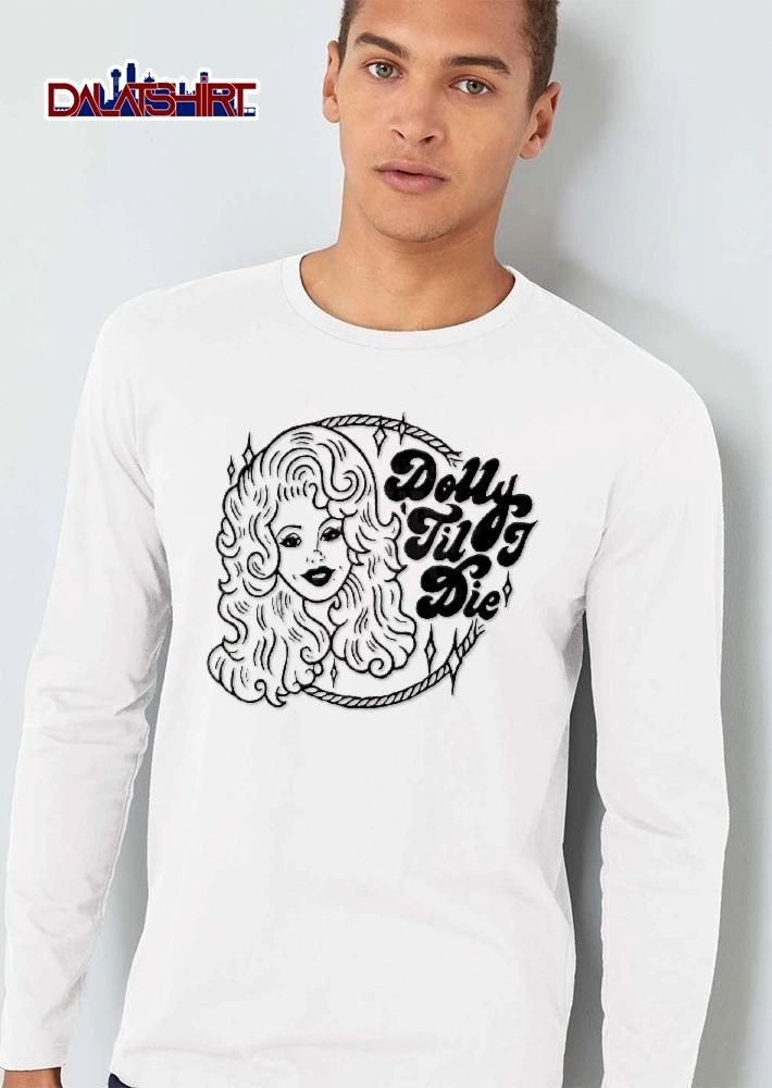 Dolly Til I Die Line Art Vintage Woman Big Curly Hair Lasso shirt