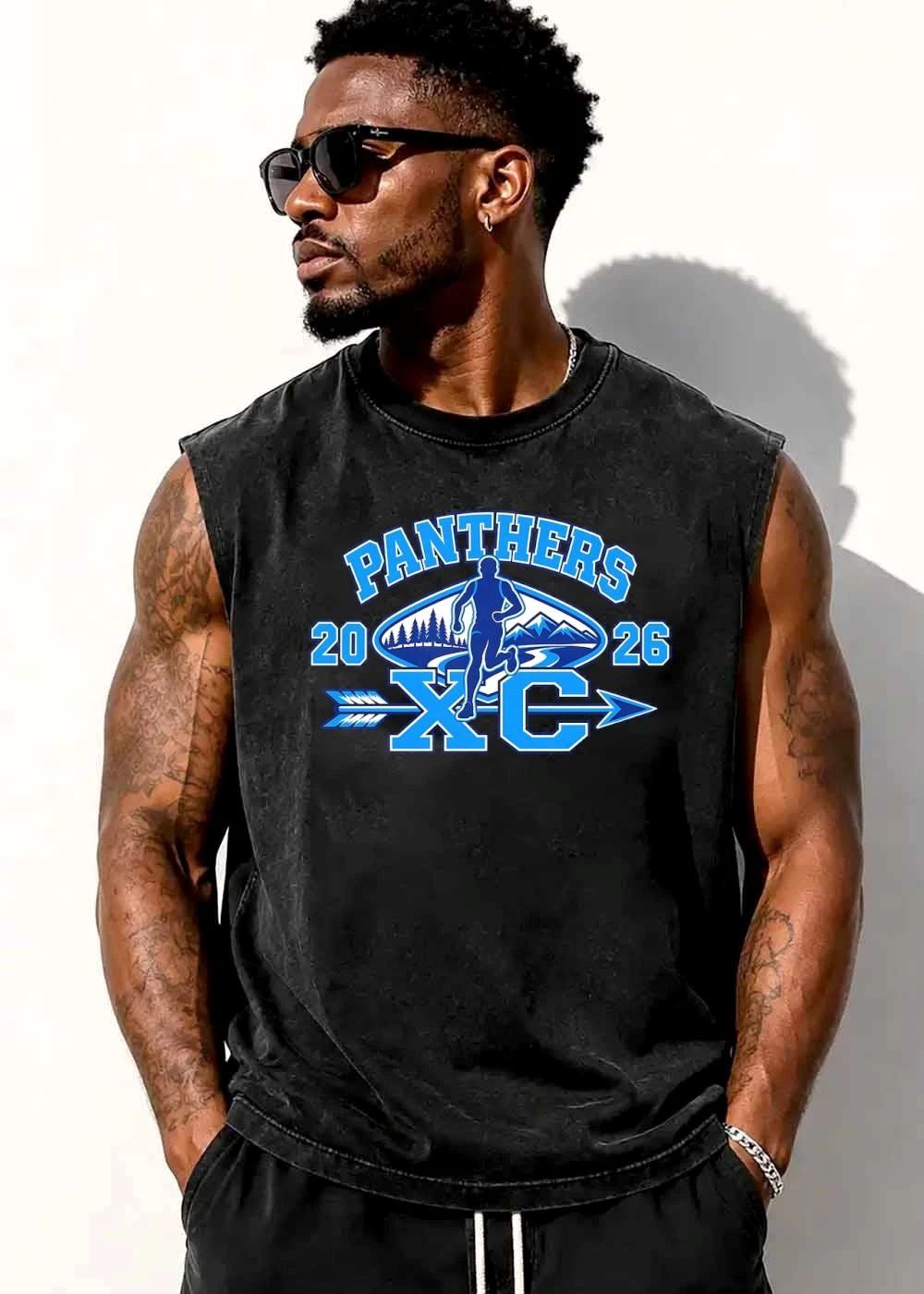 Panthers Xc 2026 Runner Silhouette Forest Mountains River Arrow shirt