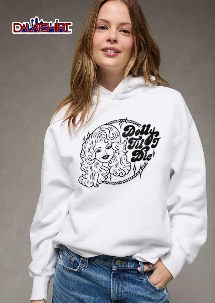 Dolly Til I Die Line Art Vintage Woman Big Curly Hair Lasso shirt