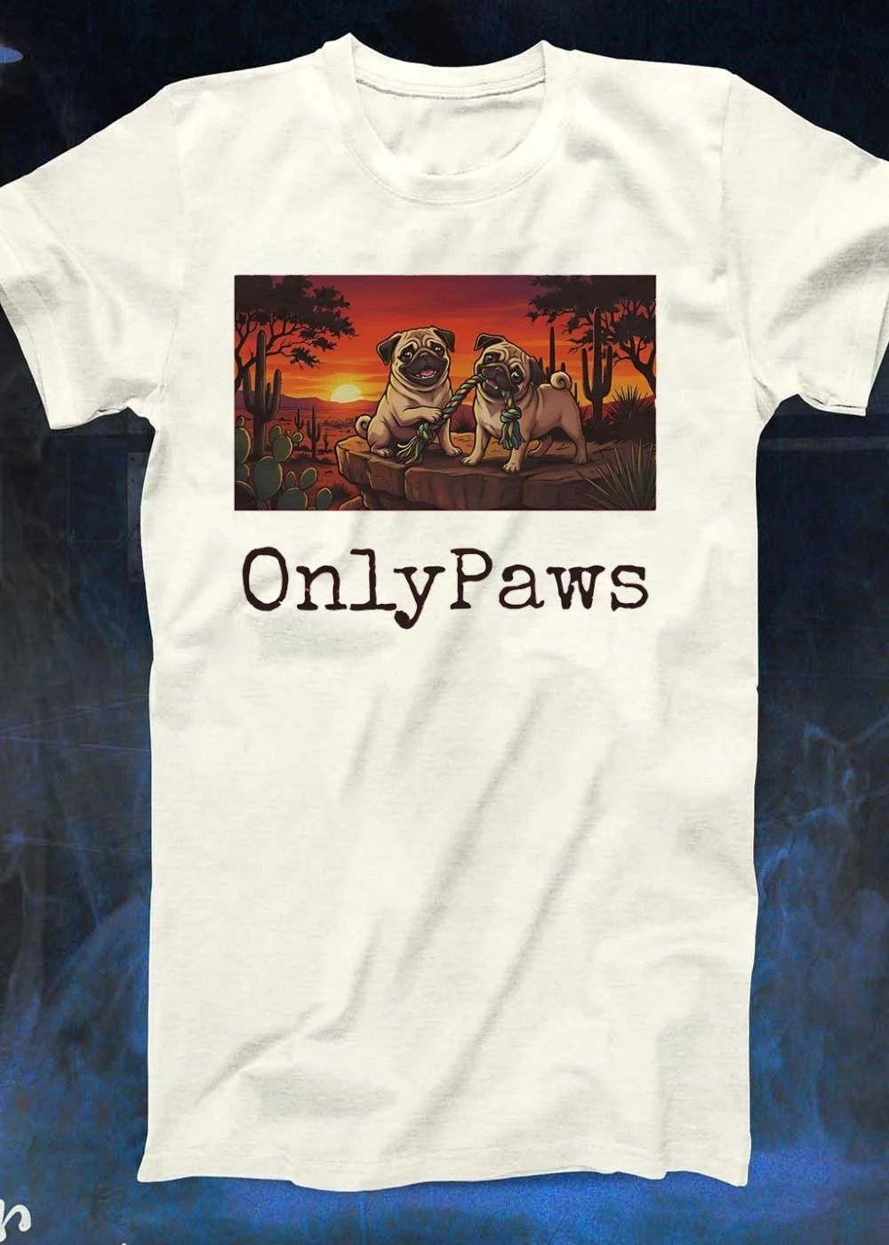 Pug Desert Playing OnlyPaws shirt