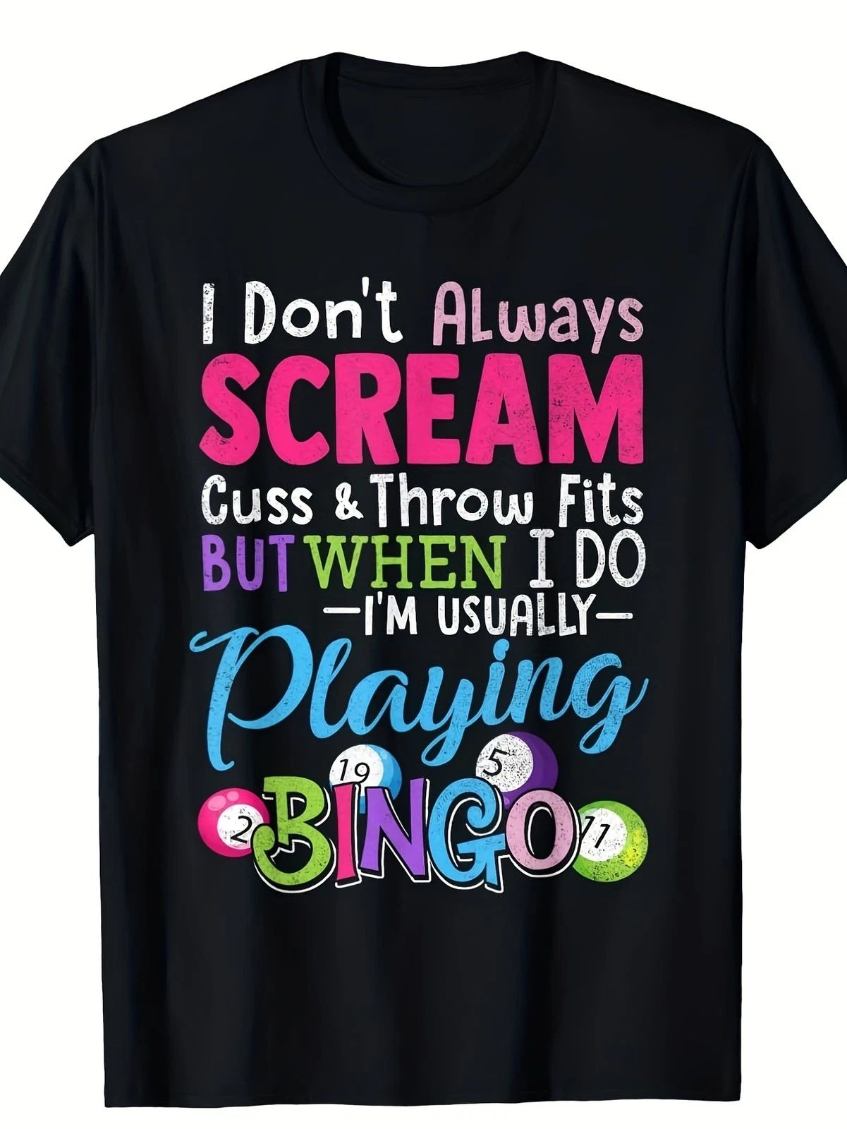 Men's Funny Bingo Night Out T Shirt Retro Bingo Ball & Lettering Graphic Print