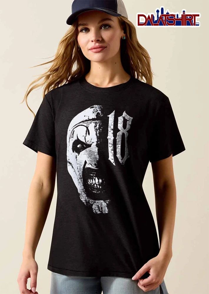 18 Screaming Killer Clown Half Face Distressed Monochrome Portrait shirt