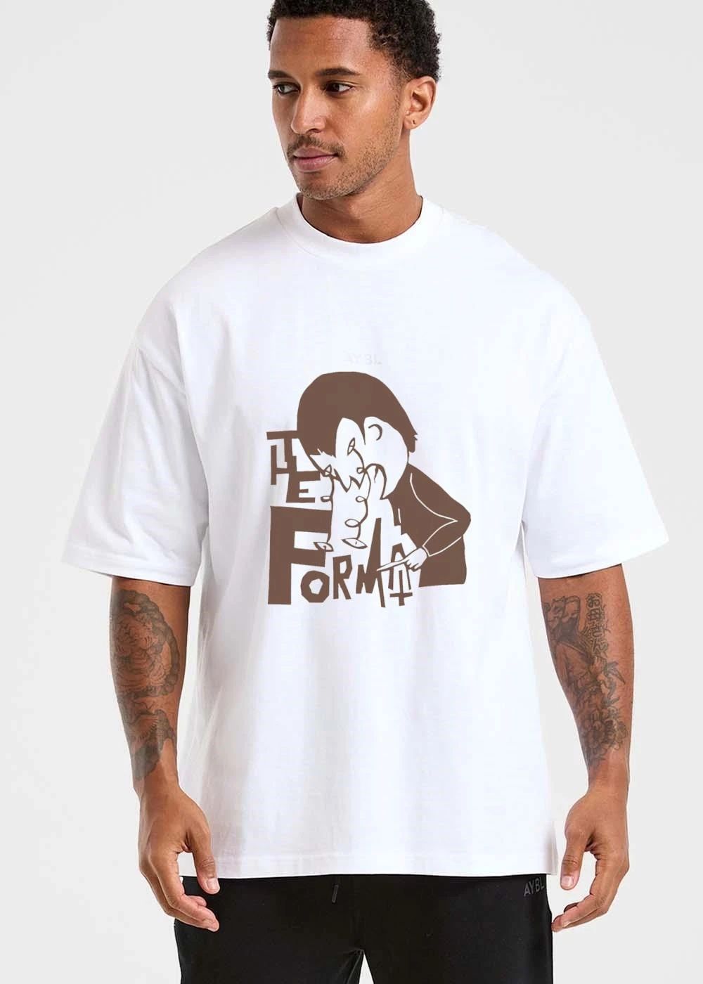 The Format Cartoon Person Crying Squiggly Teardrops Brown Line Art shirt