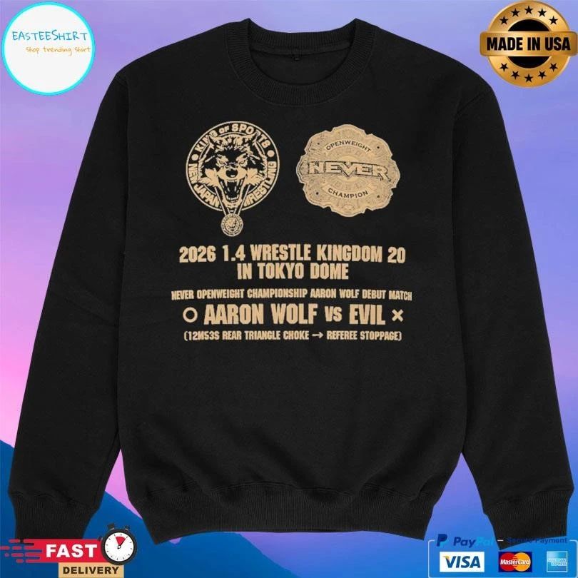Aaron Wolf 2026 1 4 Wrestle Kingdom 20 In Tokyo Dome Never Openweight Championship Aaron Wolf Debut Match Aaron Wolf Vs Evil T-shirts