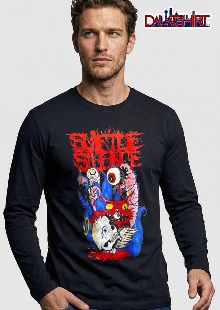 Suicide Silence Cartoon Monsters Bat Skull Eyeballs Blue Flames shirt