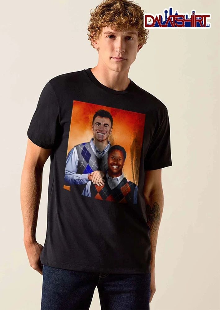 Two Smiling Men In Argyle Sweater Vests Studio Portrait Painting shirt