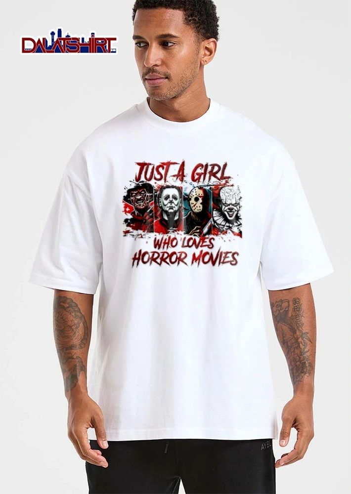 Just A Girl Who Loves Horror Movies Four Slasher Character Panels shirt