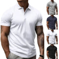 Casual Men Short Sleeve T Shirt Turn Down Collar Button Pullover Slim Fit White
