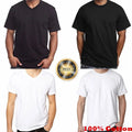 Mens 100% Cotton Casual T-Shirt Black White Short Sleeve Tee Crew Neck V-Neck