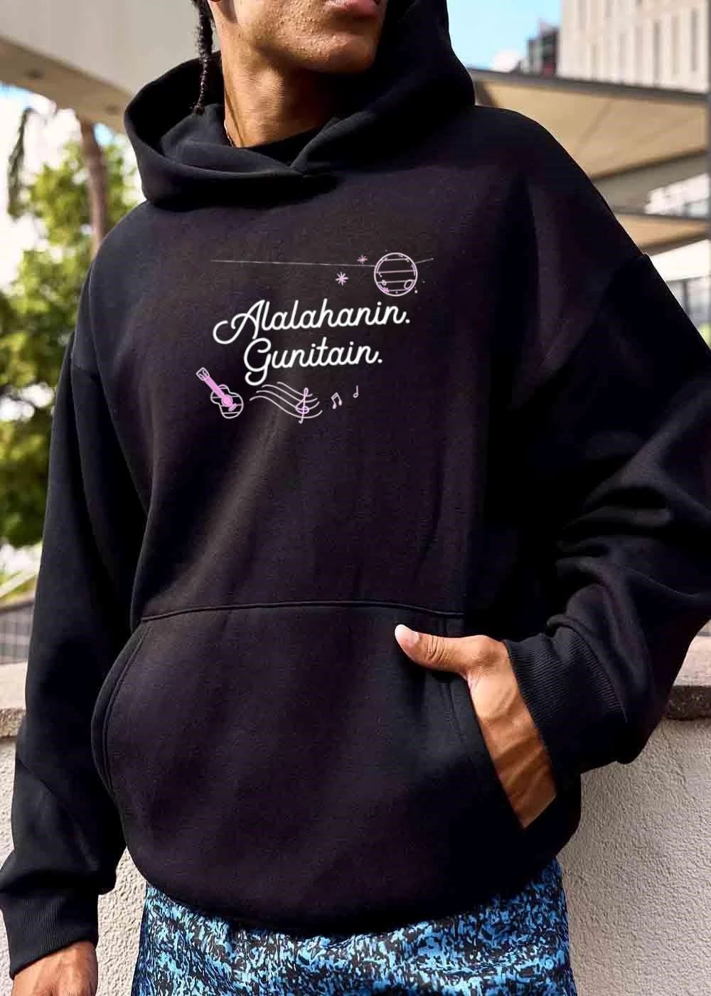 Alalahanin Gunitain Pink Line Art Guitar Music Notes Planet shirt